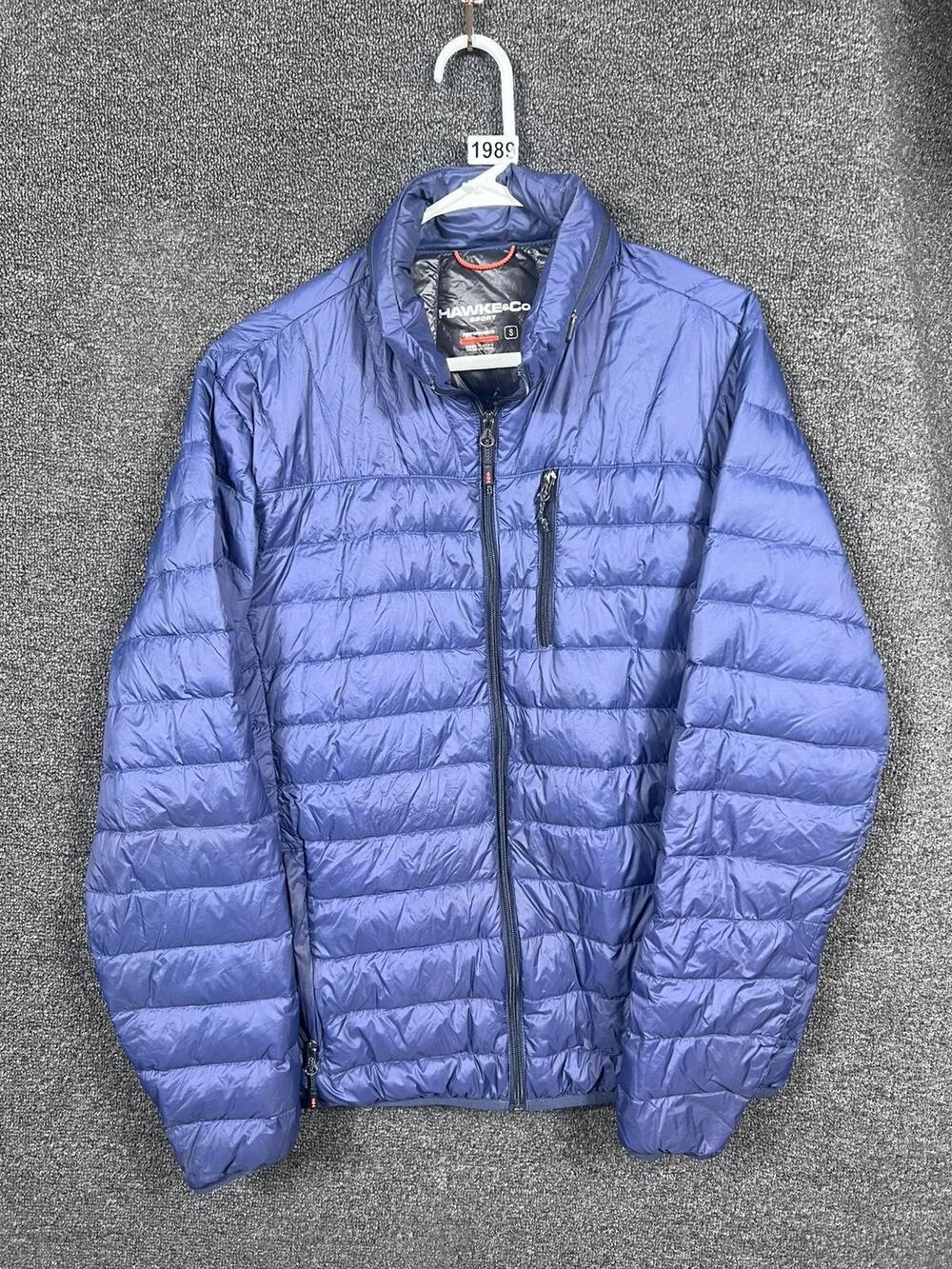 Hawke & Co Puffer Jacket Light Weight Outdoors Mens S Navy Blue Full Zip *READ